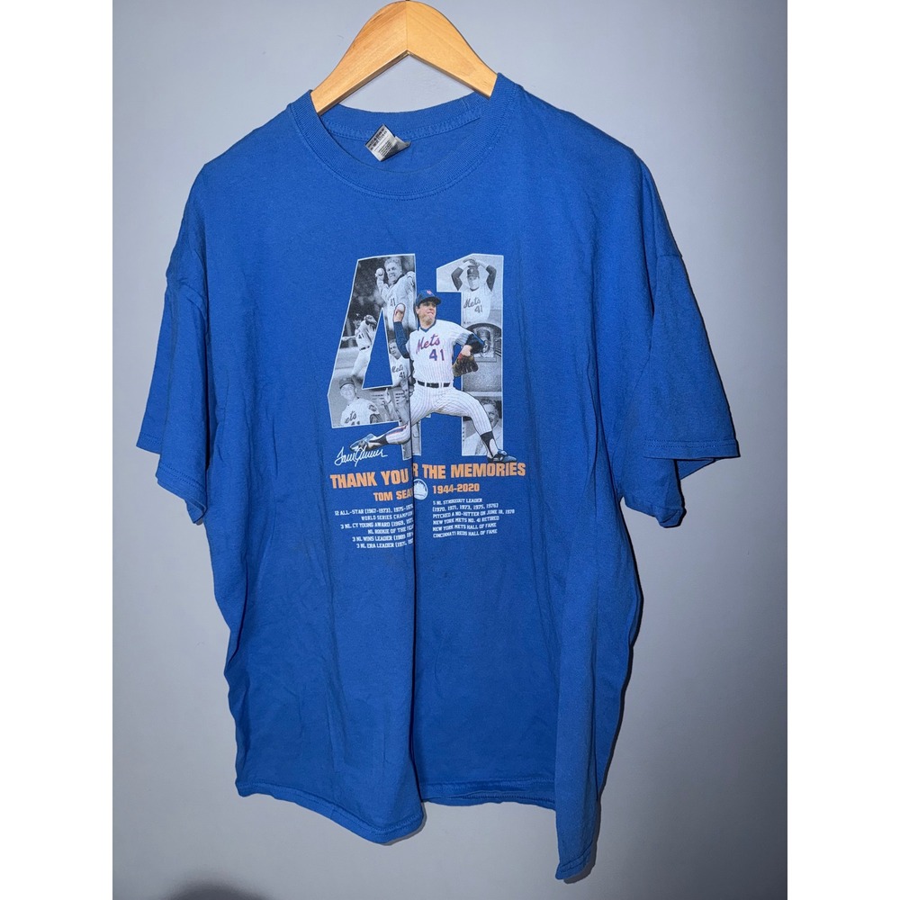Tom Seaver New York Mets Tribute T-Shirt Royal Blue Gildan 2XL MLB Baseball Tee